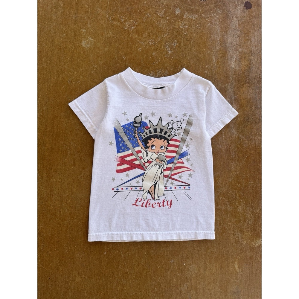 VTG 90s Betty Boop Statue Of Liberty USA New York Baby T-Shirt (2 Years)